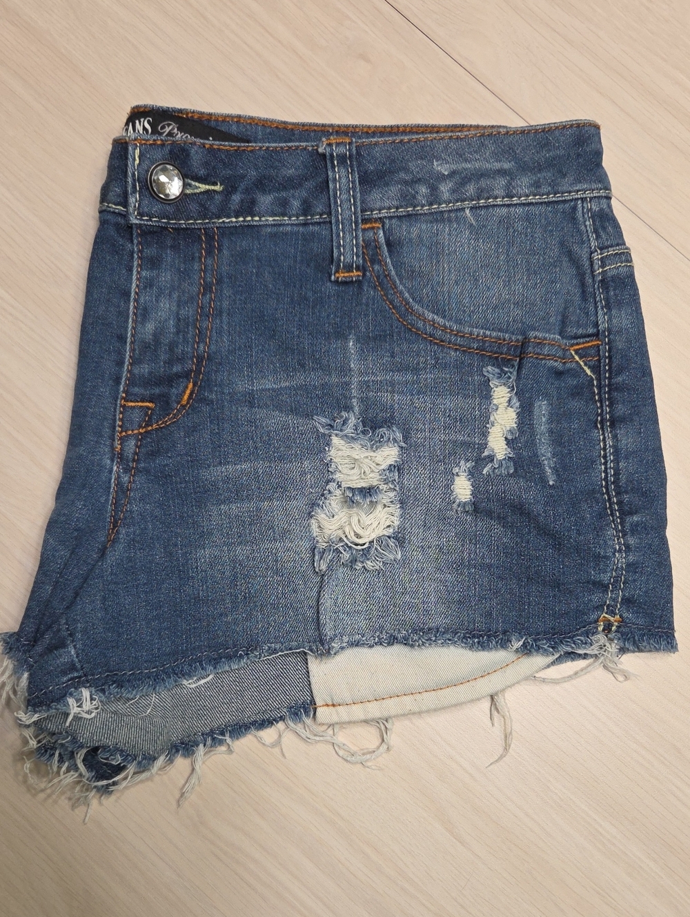 Women's Distressed Denim Shorts with Frayed Hem